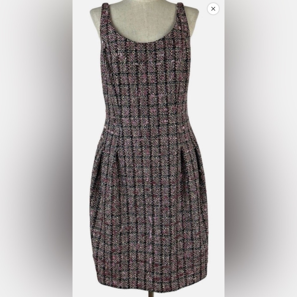 Carmen Marc Valvo Elegant Multicolor Tweed Dress - NWOT Size 14
